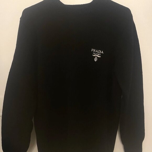 PRADA Men’s Embroided Wool Cashmere Crewneck Sweater Medium Authentic - Picture 1 of 10